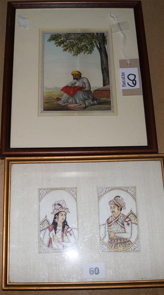 Indian School, a pair of watercolour portraits (framed together) and a gouache study of a saddle-maker (2)